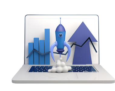 rocket-launch-laptop-with-bar-chart-startup-3d-illustration